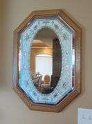 Octagonal Floral Stained Glass Style Mirror