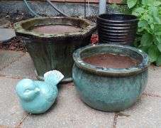 Glazed Ceramic Planters, Various Styles, Qty 4