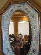 Octagonal Floral Stained Glass Style Mirror