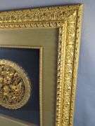Framed Carved Giltwood Panel with Floral and Fish Motif