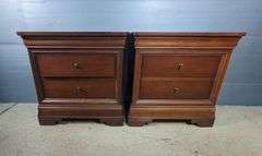 Impressions By Thomasville Two-Drawer Nightstands, Qty 2, Both Have Wear, One Has Water Damage