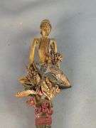 Sascha Brastoff Hand Crafted Pottery Wall Plaque & Staff With Figurine