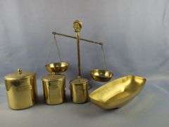Brass Scale with Canisters and Tray