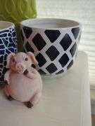 Decorative Coordinating Ceramic Vases, Qty 3, Pig Figurine, Glazed Vase And More