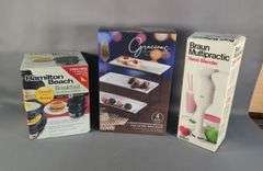 Hamilton Beach Sandwich Maker, Gibson Gracious Dining Tray Set, Braun Hand Blender