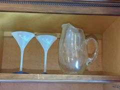 Glassware Including Martini Glasses, Pitcher, Wine Glasses And Acrylic Glasses