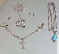Sterling Silver Western Theme Jewelry Including Cowboy Boot Turquoise Earrings, Charm Sweater Pin And More