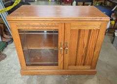Rolling Storage Cabinet with Glass Door