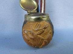 Carved Wood Tobacco Pipe with Lid