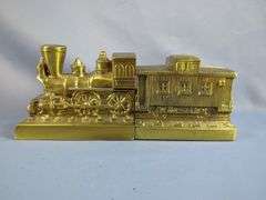 PM Craftsman Brass Train Engine & Caboose Bookends