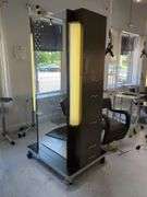 Double Sided Salon Styling Station With Rollout Storage And Power Supply On Casters