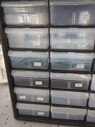 Davines Hair Care Product Samples In 30 Drawer Plastic Storage Cabinet