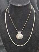Sterling Silver Necklaces, Qty 2, And Sterling Silver Medallion Pendant