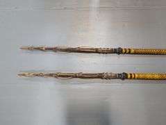 Tribal Style Spears With Woven Casing Over Shaft, 7' Long
