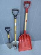 Variety of Shovels, Picks and a Metal Stand