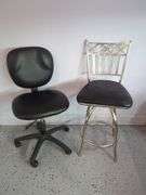 Office Chair and Brushed Steel Swivel Stool