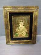Vajrasattva Framed Print, 20.75" X 17.75" And Chinese Scroll Print Of Flowers And Birds. 56" X 23.5"