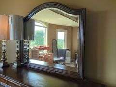 Wood Dresser With Framed Mirror