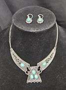 Sterling Silver and Turquoise Necklace and Earring Set