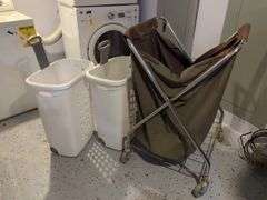 Laundry Day Rolling Cart and Two Plastic Baskets
