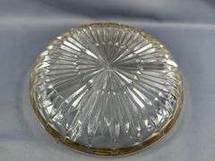 Cut Glass Serving Ware With Silver Toned Rims