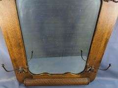 Ornate Hand Carved Hall Mirror With Coat Hooks