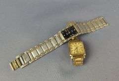 Bulova Diamond Quartz Watch, Marked On Back 18K Gold No. 2120 Swiss Made, And Bulova 23 Jewels Watch, Marked 10K Rolled Gold Plate