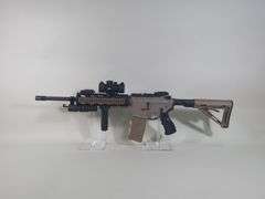 Roggio Arsenal RA-15 5.56 Nato Rifle SN# RA09060801, 2 Total Mags, Adjustable Stock, Flip Up Sights, Leapers Red/ Green Dot Sight, Laser, Flashlight