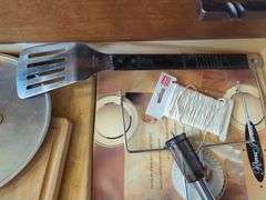 Assorted Kitchenware Including Wood Cutting Board, Cooking Utensils And More, Contents Of 2 Drawers