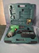 Hitachi FDS 10DVA Cordless Drill With Charger, Batteries, Qty 2, And Carrying Case, Western Auto 40pc 1/4" & 3/8" Ratchet Socket Set, Swingline Corded Nailer, And More