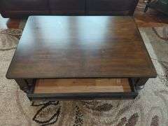 Wood Coffee Table with Drawer