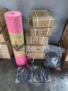 Gym Equipment Including Rubber Hexagon Dumbbell Sets, Resistance Bands, Sliders, And Yoga Mat