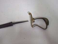 Antique Sword, Brass Guard With Eagle Head Design, Some Embossing On 29.5" Blade, No Grip, Guard Detaches From Blade