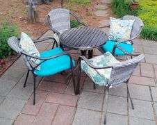 Outdoor Patio Set with Four Chairs, Including Cushions
