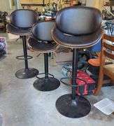 Ashley Modern Adjustable Swivel Bar Stools, Qty 3