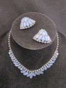 Ladies Rhinestone And Moonstone Necklace With Clip-On Earrings