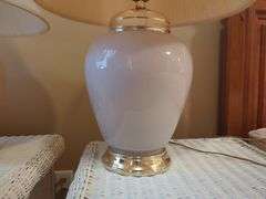 Ceramic Lamps with Pleated Shades, Qty 2