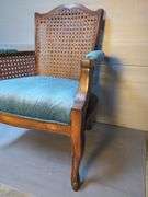 Wicker Back Armchair with Upholstered Seat