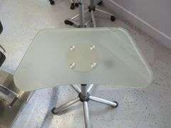 Jewell Adjustable Height Rolling Salon Table with Frosted Glass Top