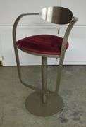 Modern Style Swivel Bar Stool With Upholstered Seat
