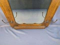 Ornate Hand Carved Hall Mirror With Coat Hooks