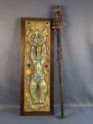 Sascha Brastoff Hand Crafted Pottery Wall Plaque & Staff With Figurine
