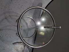 Circular Chrome and Glass Adjustable Height Tables, Qty 2
