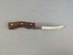 Imco Original Bowie Knife, 6" Blade, Hanson Fixed Blade Knife, 5.5" Blade, And L. Lutner Fixed Blade Knife, 10.5", All In Leather Sheaths