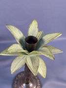Ceramic Elephant Motif Jar, Planter, and Metal Palm Tree Candlestick - 3 Piece Set