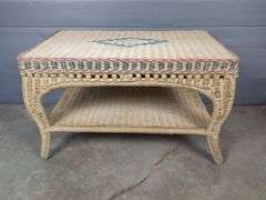 Wicker Coffee Table with Shelf