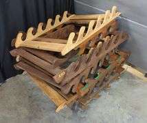 Wall Hanging Gun Racks, Some Hold 4 Long Arms And Some Hold 6 Long Arms, Total Qty 12, One Rack Has Broken Piece