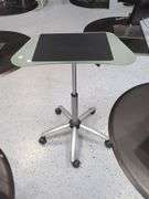 Jewell Adjustable Height Rolling Salon Table with Frosted Glass Top