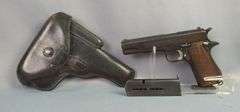 Star/ Cole Model B 9mm Pistol SN# 239835, Flaming Bomb, 2 Total Mags, In Leather Holster
