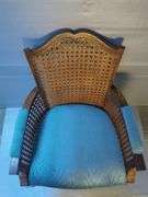 Wicker Back Armchair with Upholstered Seat